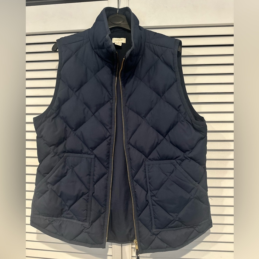 J. Crew Navy Quilted Diamond Puffer Vest
